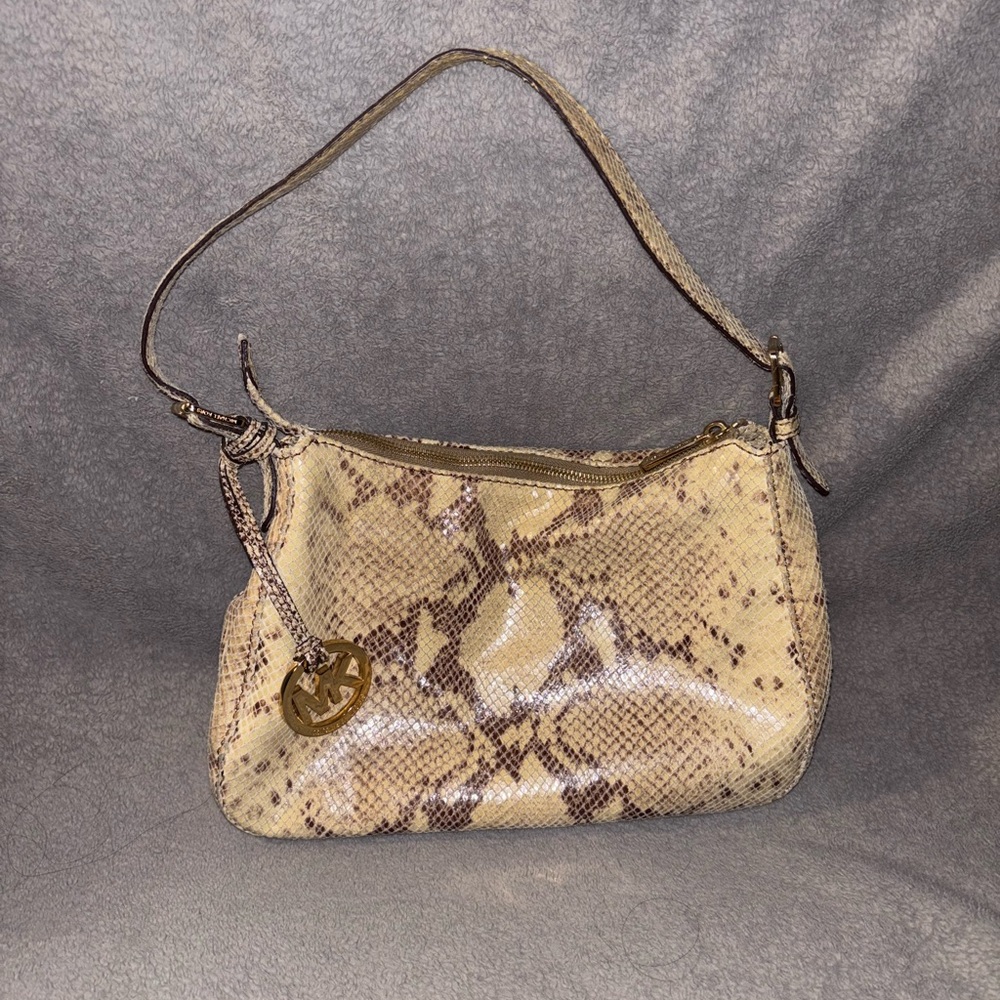 Michael Kors Tan Snake Print Shoulder Bag